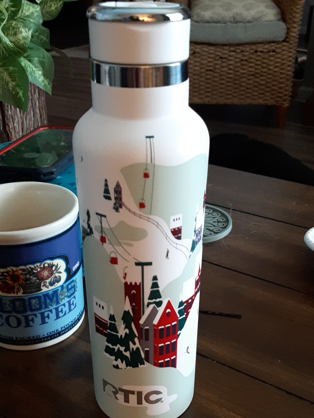 RTIC 20 Oz "APRES SKI" White Winter Village Insulated Water Bottle NEW